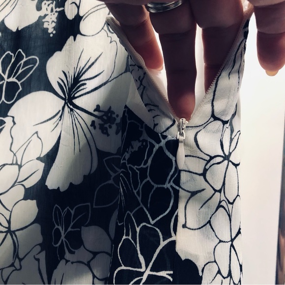 Plus Size XL ProHand Made Floral Garden Black/White Swing Shift Dress Lined - Picture 4 of 9